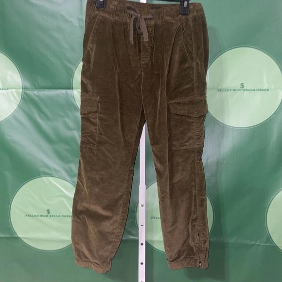 SANCTUARY Women's soft cargo corduroy tie waist joggers in DK OLIVE sz M - EUC - Picture 1 of 9